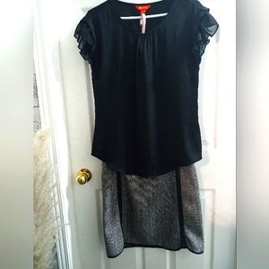 2 piece Size Small bundle/Joe Fresh. Blouse flutter sleeves, Herringbone skirt.